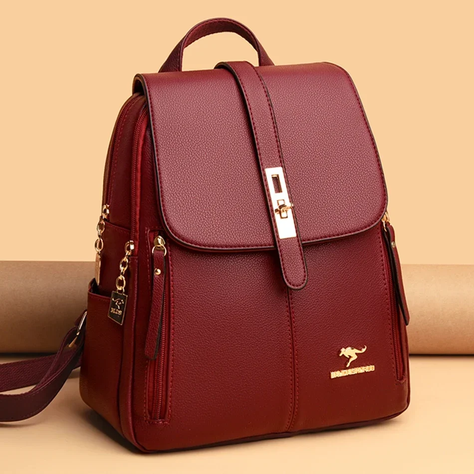 Luxury Bags Quality - حقيبة ظهر نسائية جلدية ذات سعة