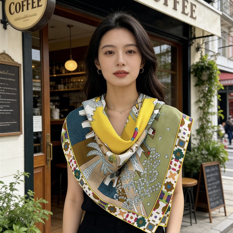وشاح حريري مربع 90 سم فاخر بتص - مراجعة Luxury Bags Designer وسعره