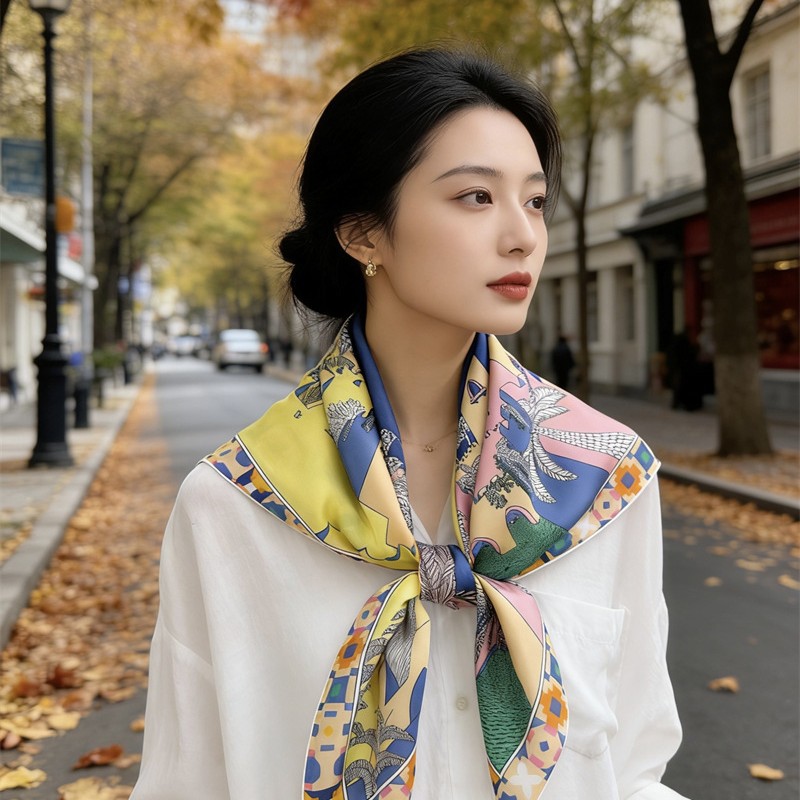 وشاح حريري مربع 90 سم فاخر بتص - مراجعة Luxury Bags Designer وسعره