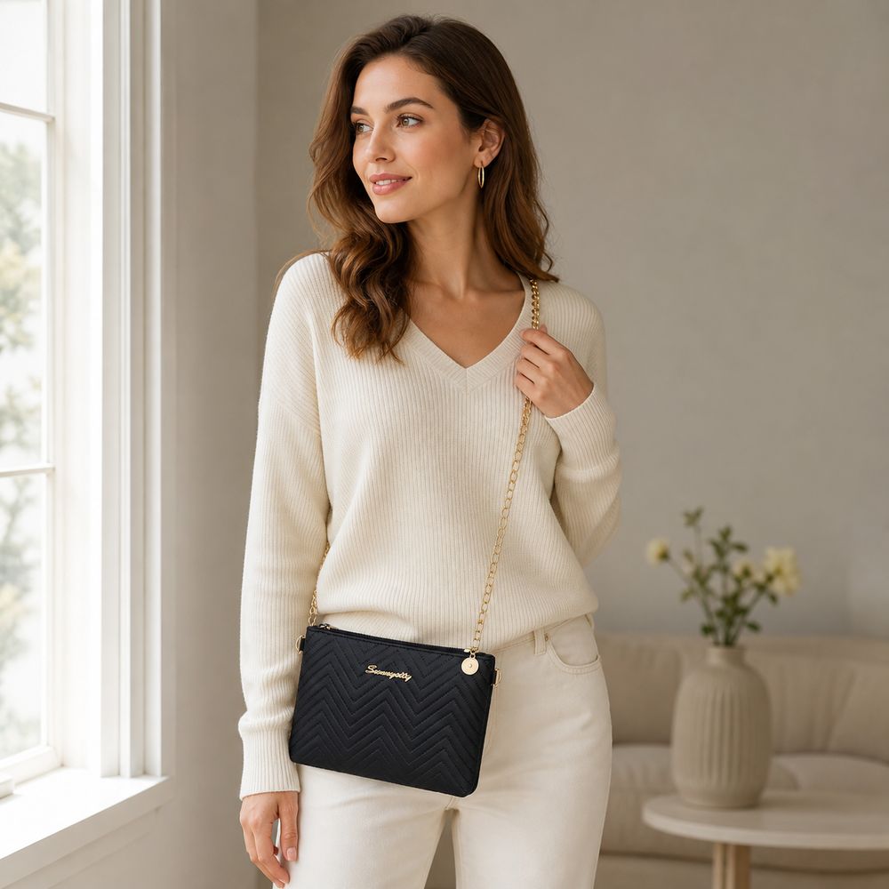 حقيبة كتف نسائية من الجلد الصن - مراجعة Chain Crossbody Quilted وسعره