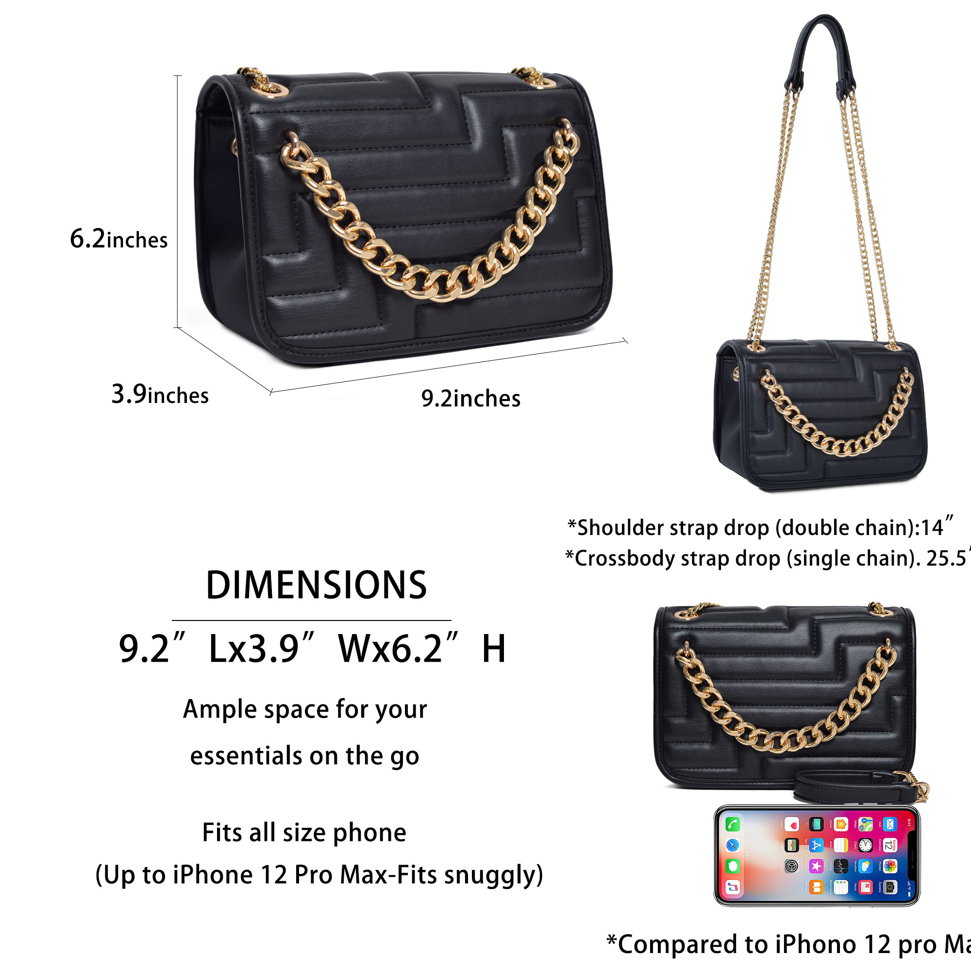 حقيبة كتف نسائية من الجلد النب - مراجعة Chain Crossbody Quilted وسعره