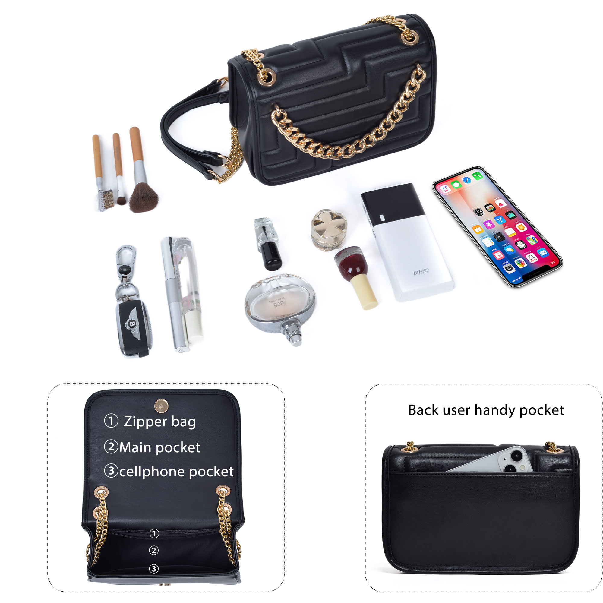 حقيبة كتف نسائية من الجلد النب - مراجعة Chain Crossbody Quilted وسعره