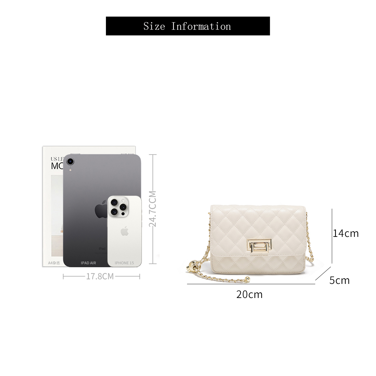 حقيبة كتف نسائية فاخرة من الجل - مراجعة Chain Crossbody Quilted وسعره