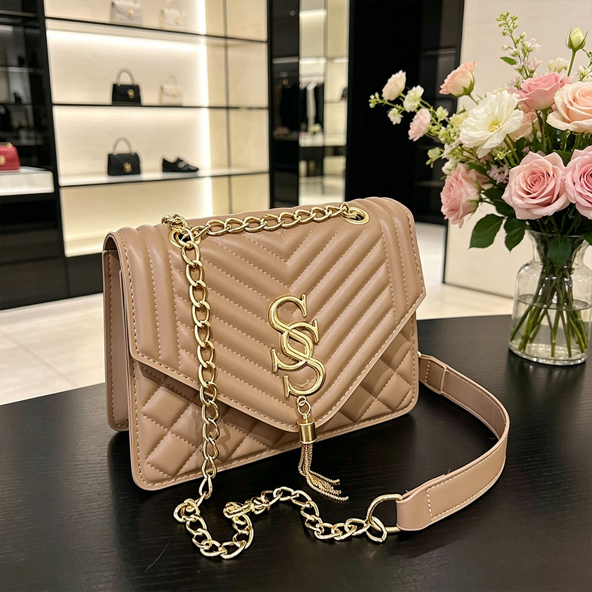 حقيبة كتف صغيرة أنيقة وفاخرة ب - مراجعة Chain Crossbody Quilted وسعره